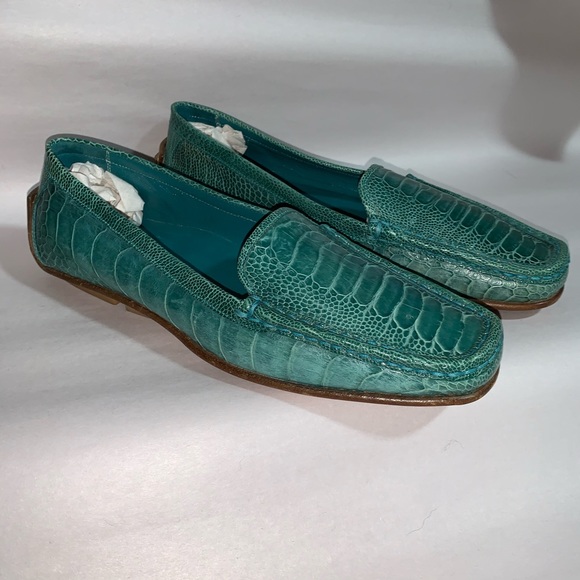 GUCCI size 7B green CROCODILE driving moccasins - Picture 8 of 11